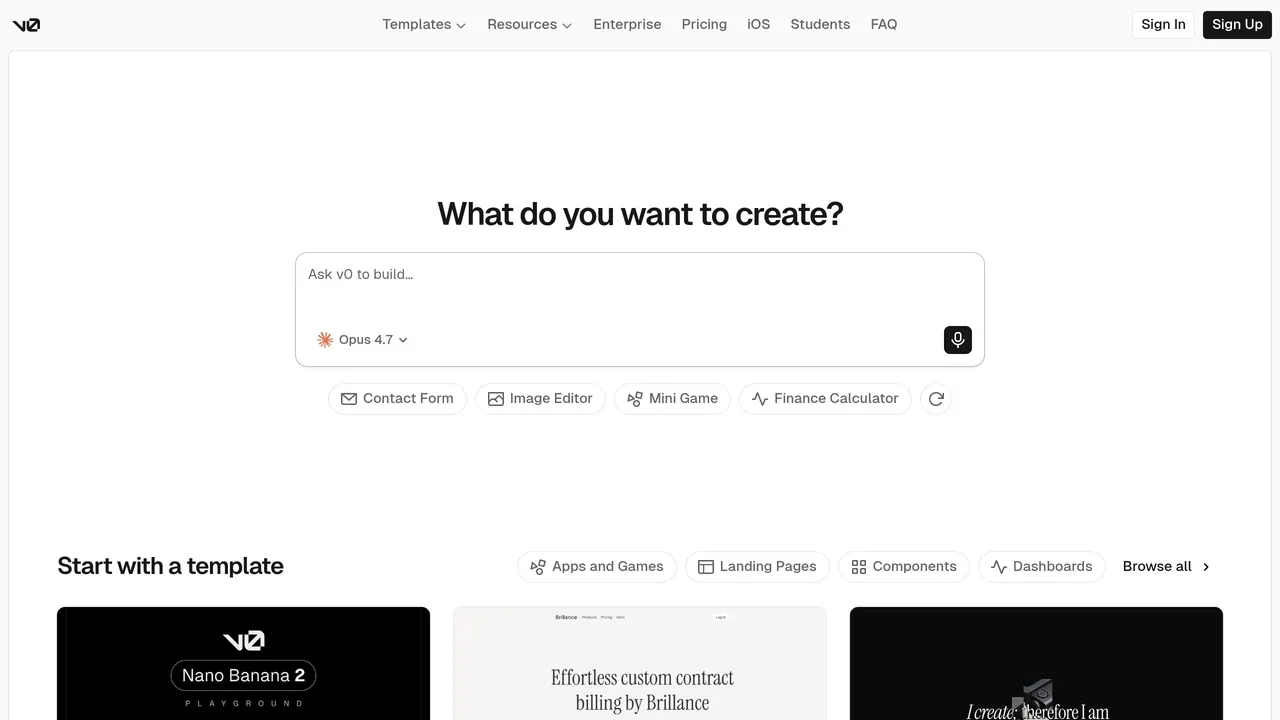 v0 screenshot