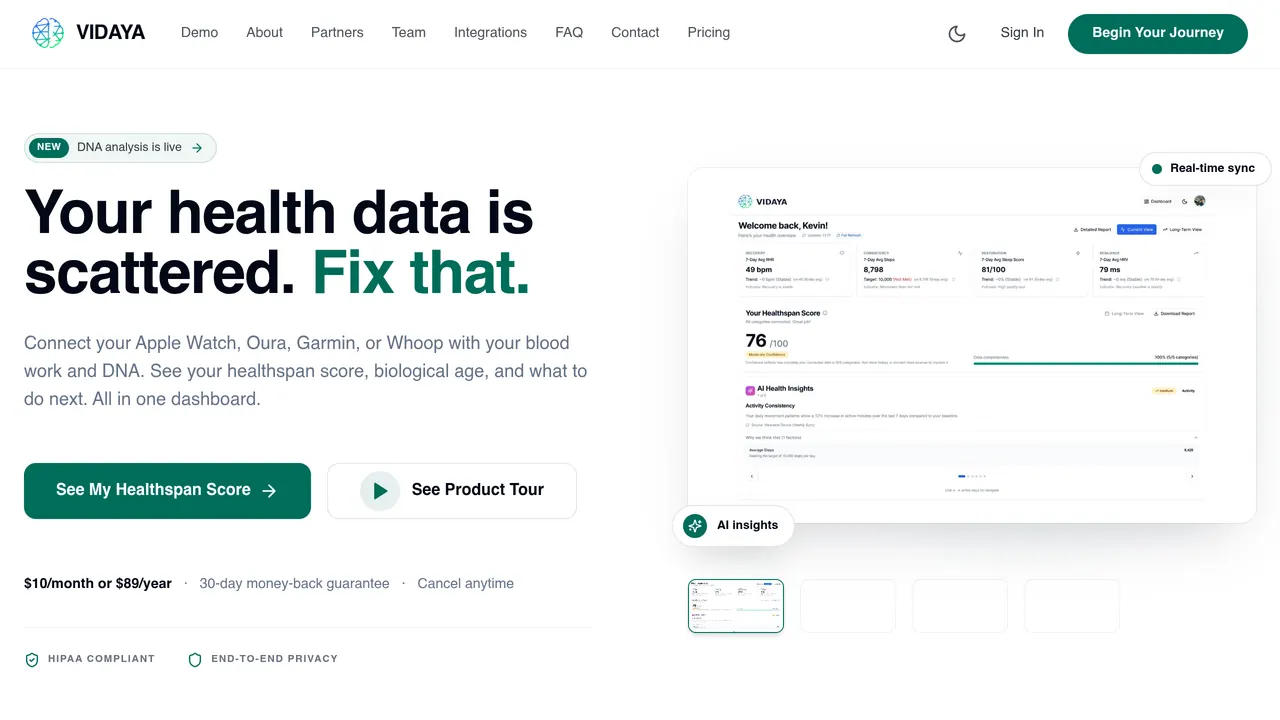 Screenshot of Vidaya