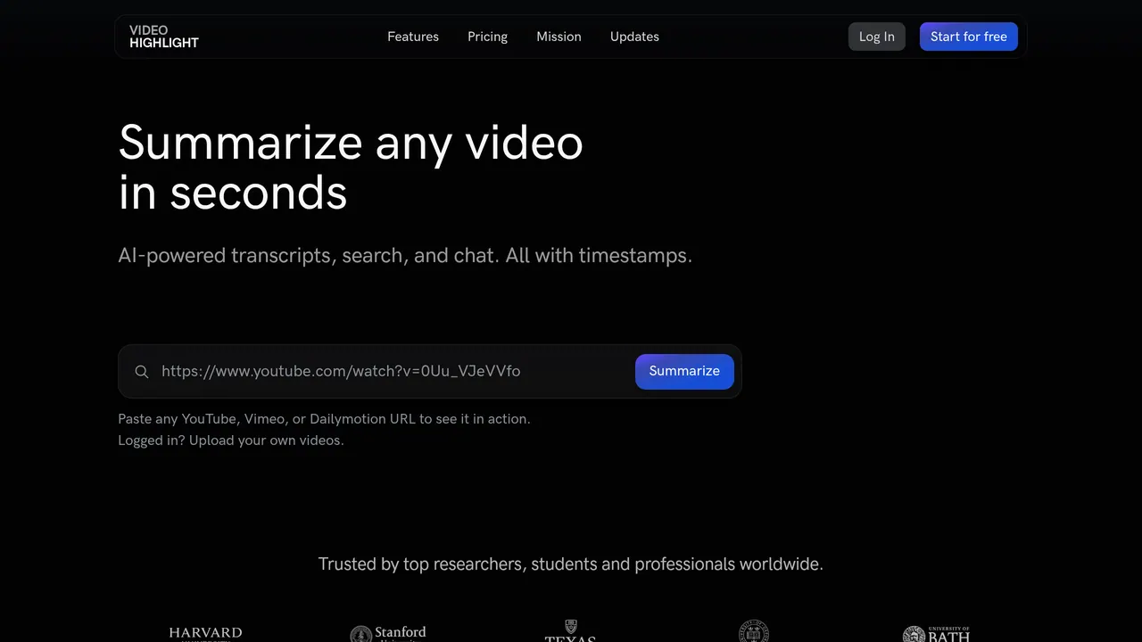 Screenshot of Video Highlight