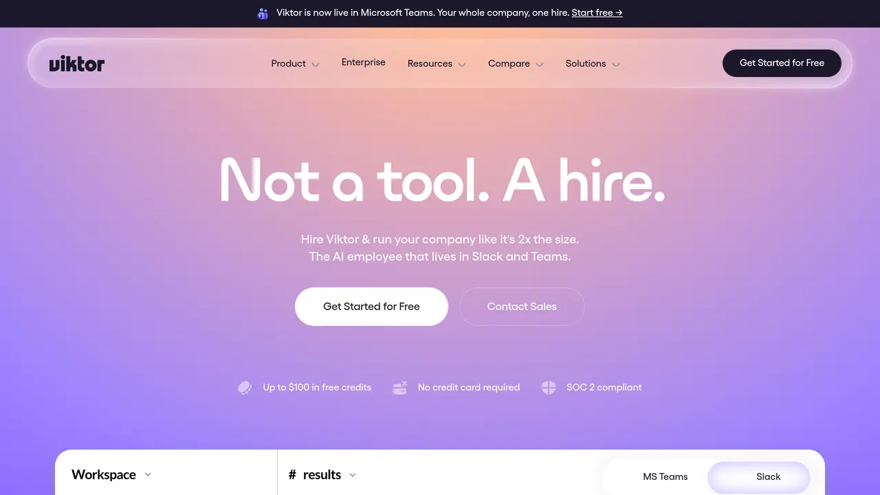 Screenshot of Viktor for Microsoft Teams