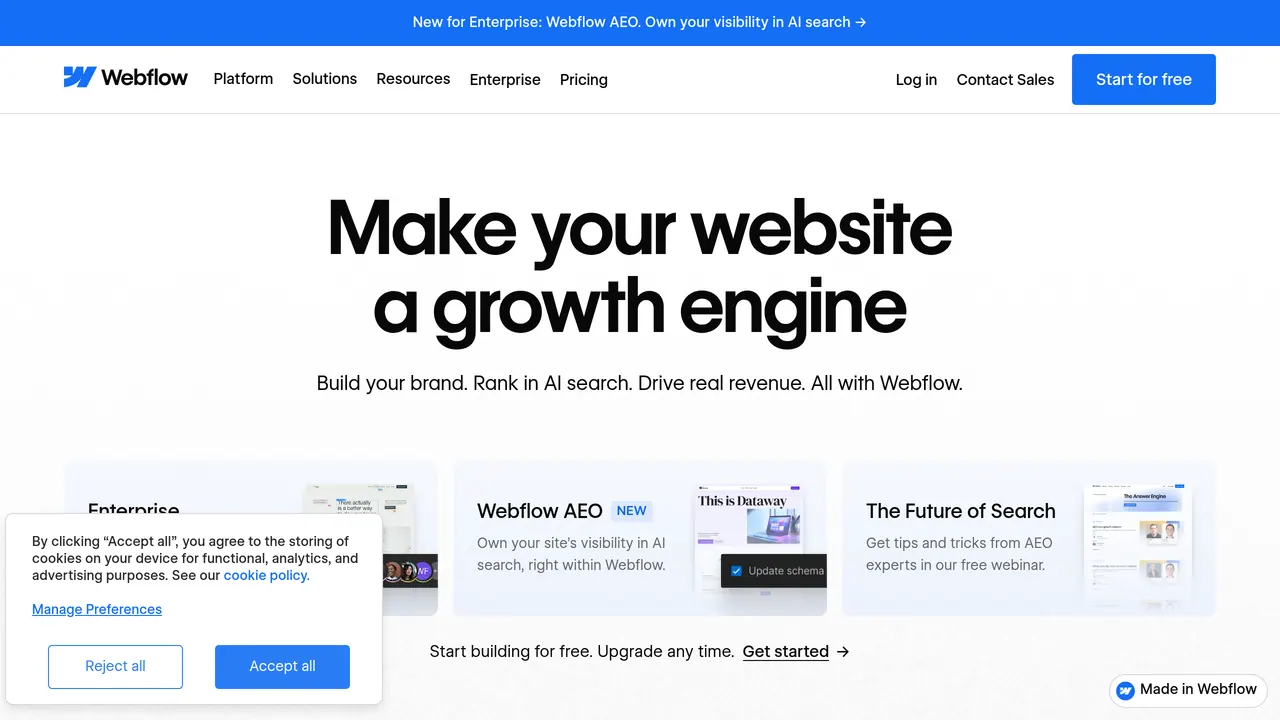 Screenshot of Webflow