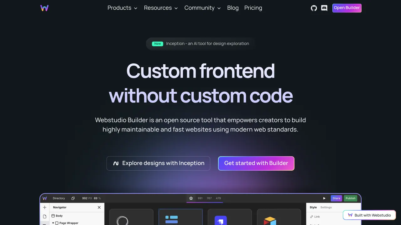 Screenshot of Webstudio