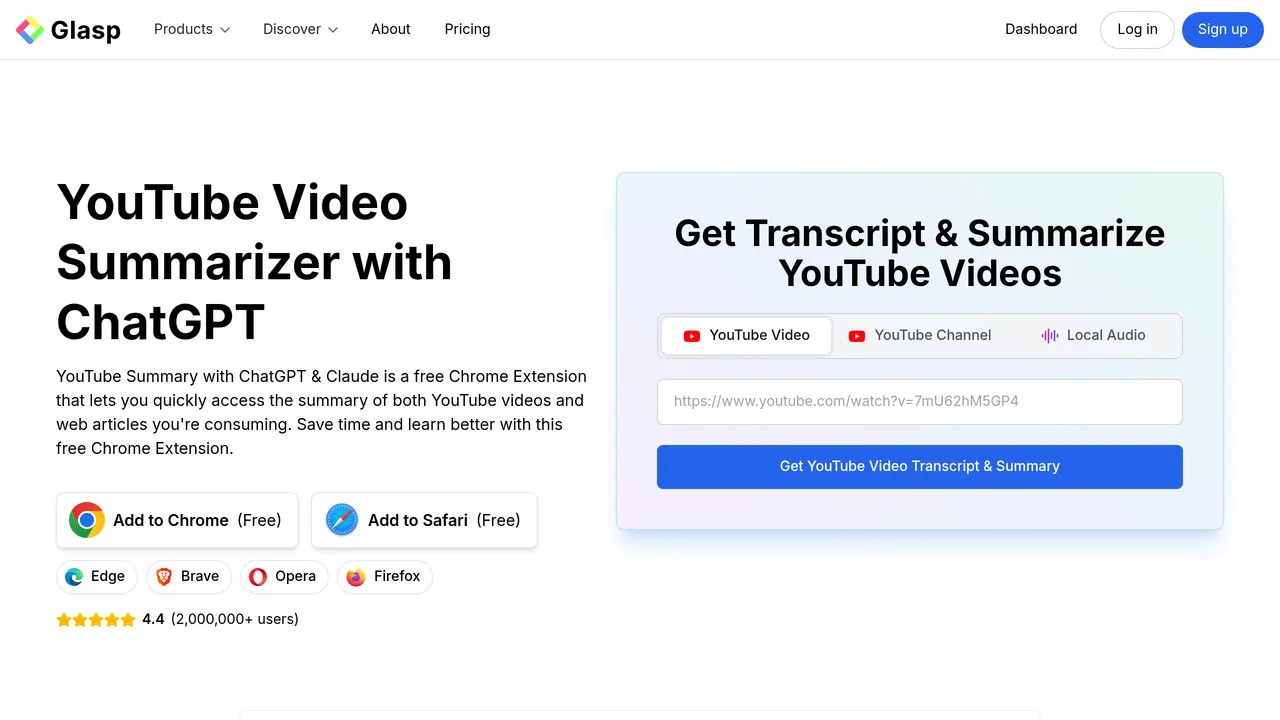Screenshot of YouTube Summary with ChatGPT