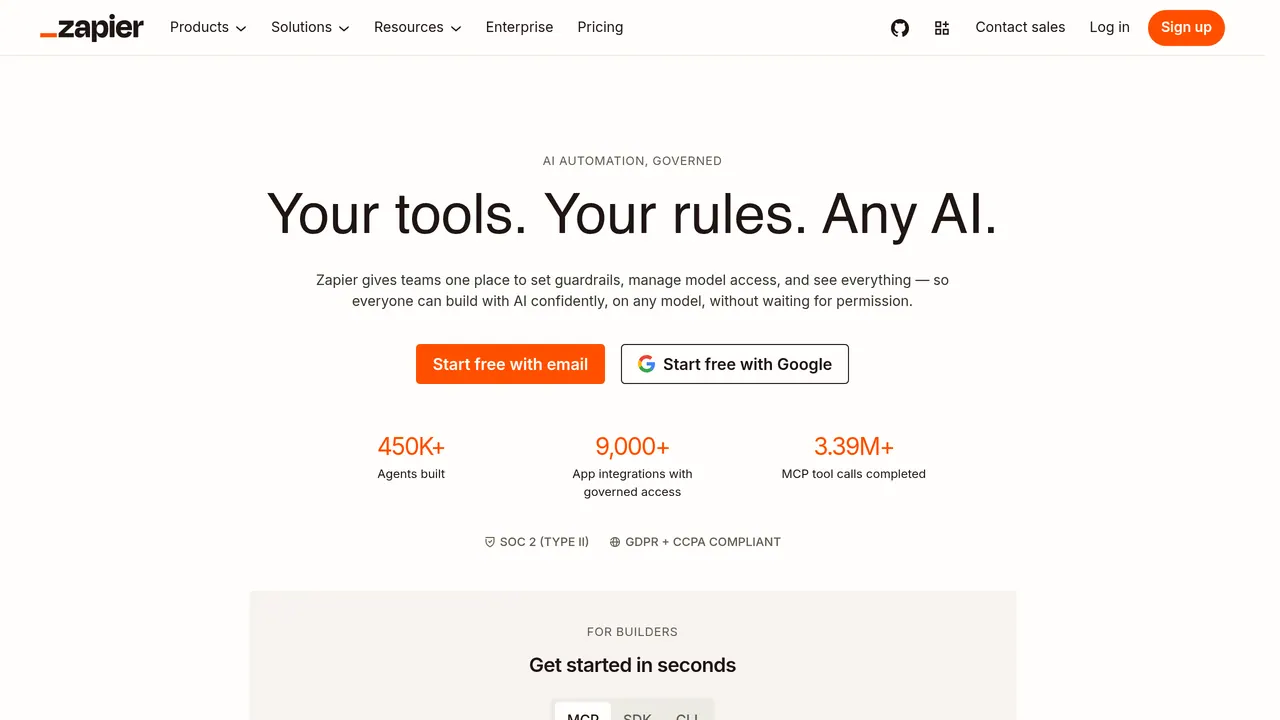 Screenshot of Zapier